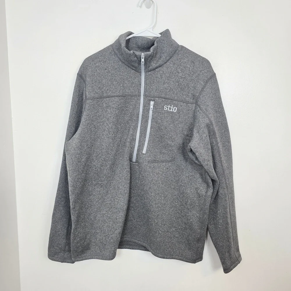 Stio Men's Gray Wilcox Fleece Half Zip Outdoor Sweater Jacket Pullover Size L